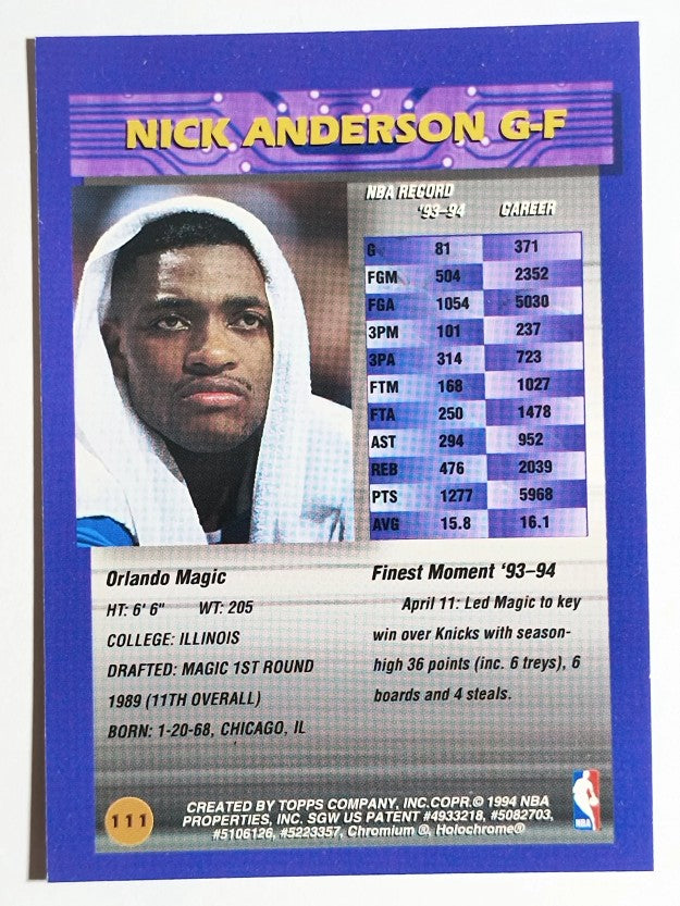 1994-95 Finest #111 Nick Anderson