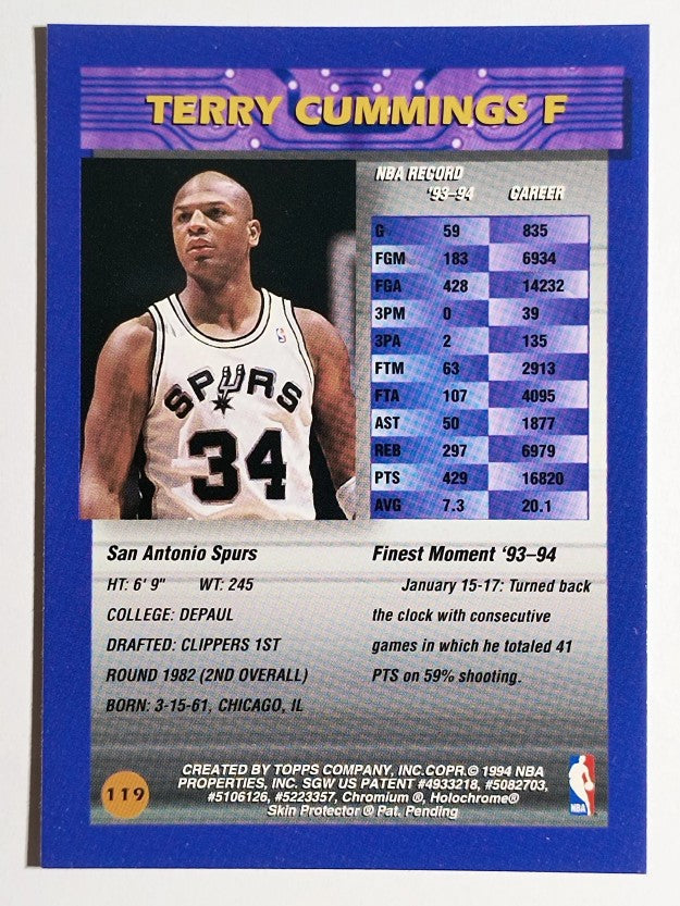 1994-95 Finest #119 Terry Cummings