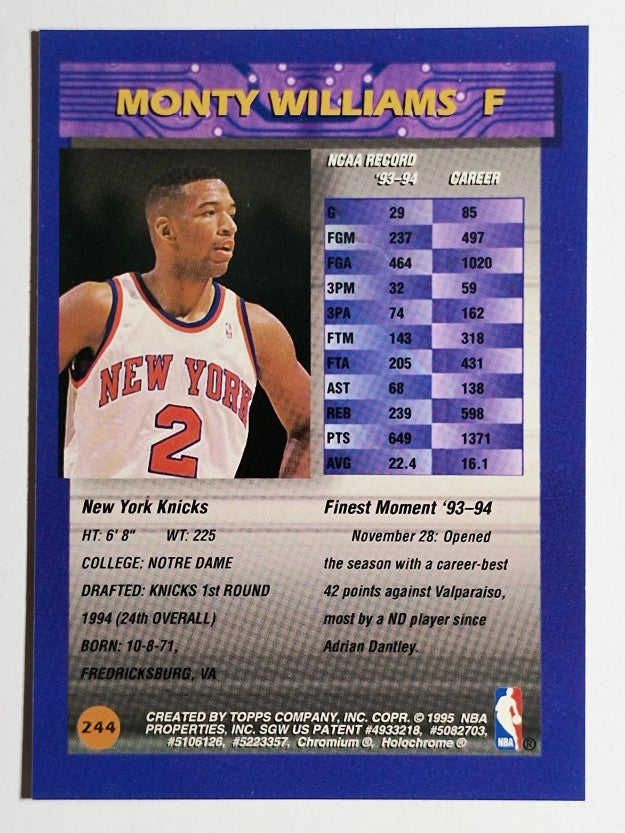 1994-95 Finest #244 Monty Williams RC