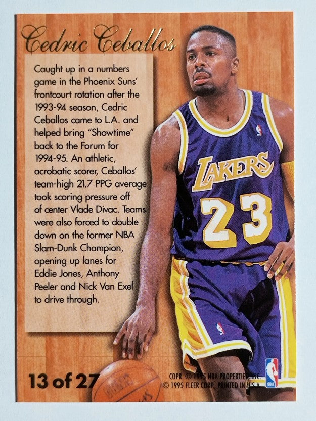 1995-96 Fleer Flair Hardwood Leaders #13 Cedric Ceballos