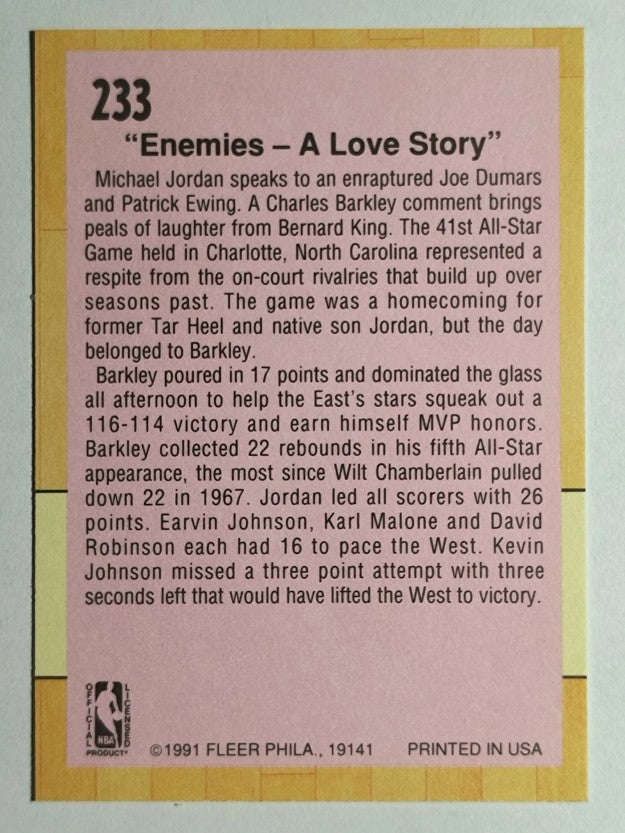 1991-92 Fleer #233 Michael Jordan/'91 All Star Game/Enemies - A Love Story (EX)
