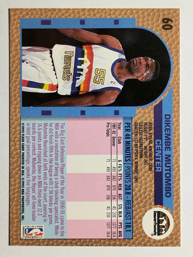 1992-93 Fleer #60 Dikembe Mutombo
