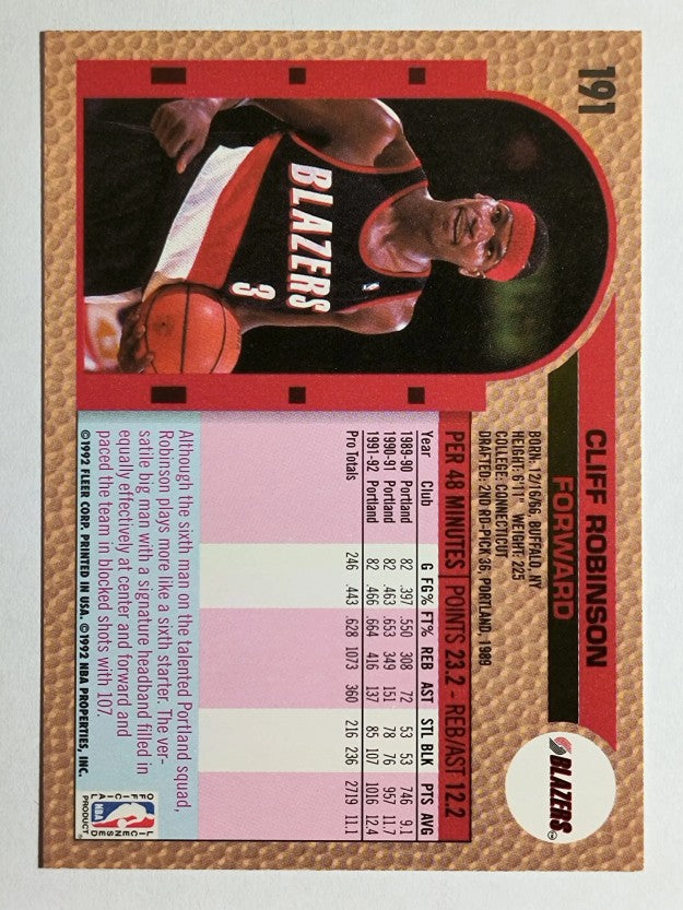 1992-93 Fleer #191 Clifford Robinson