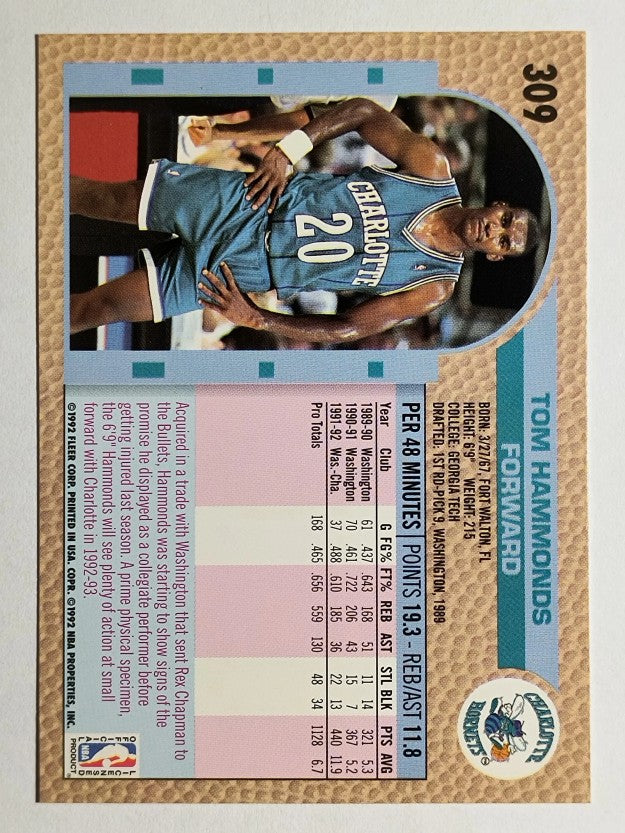 1992-93 Fleer #309 Tom Hammonds
