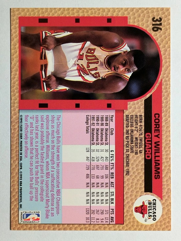 1992-93 Fleer #316 Corey Williams RC