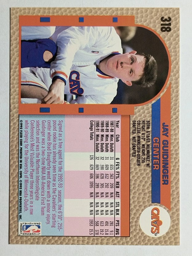 1992-93 Fleer #318 Jay Guidinger RC
