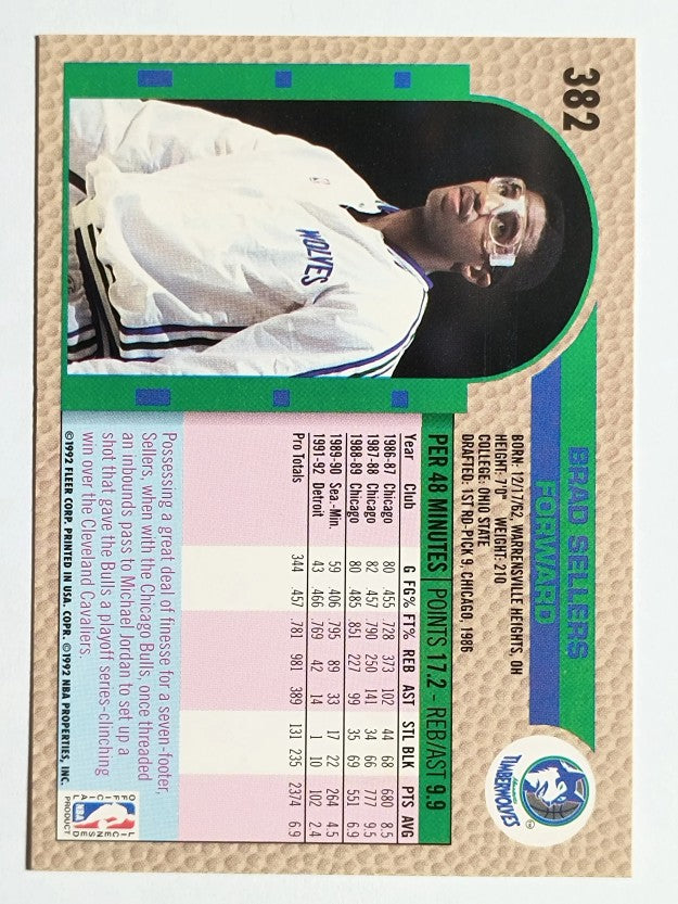 1992-93 Fleer #382 Brad Sellers