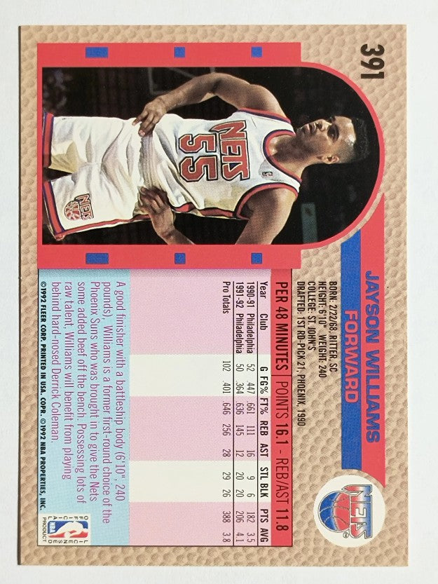 1992-93 Fleer #391 Jayson Williams