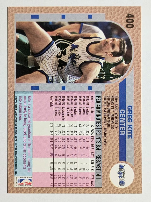 1992-93 Fleer #400 Greg Kite