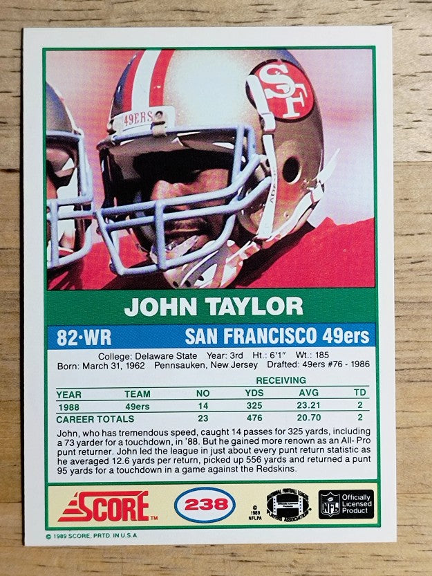 1989 Score #238 John Taylor RC