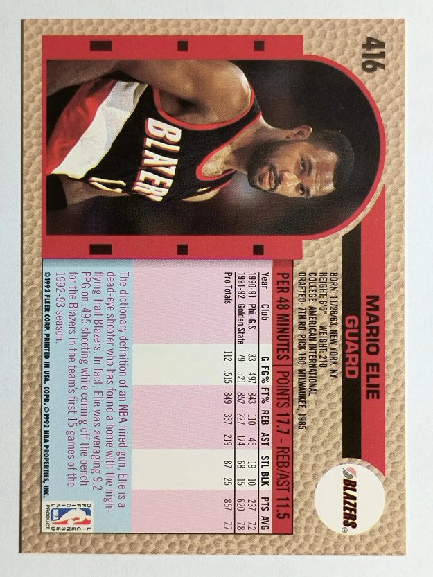 1992-93 Fleer #416 Mario Elie