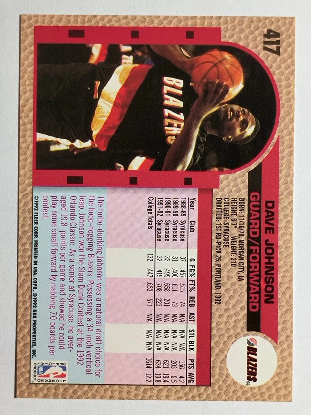 1992-93 Fleer #417 Dave Johnson RC