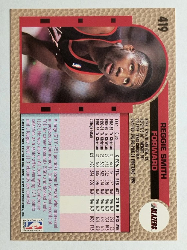 1992-93 Fleer #419 Reggie Smith RC