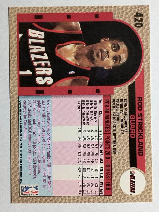 1992-93 Fleer #420 Rod Strickland