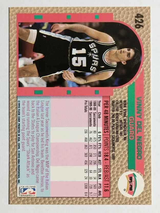 1992-93 Fleer #426 Vinny Del Negro