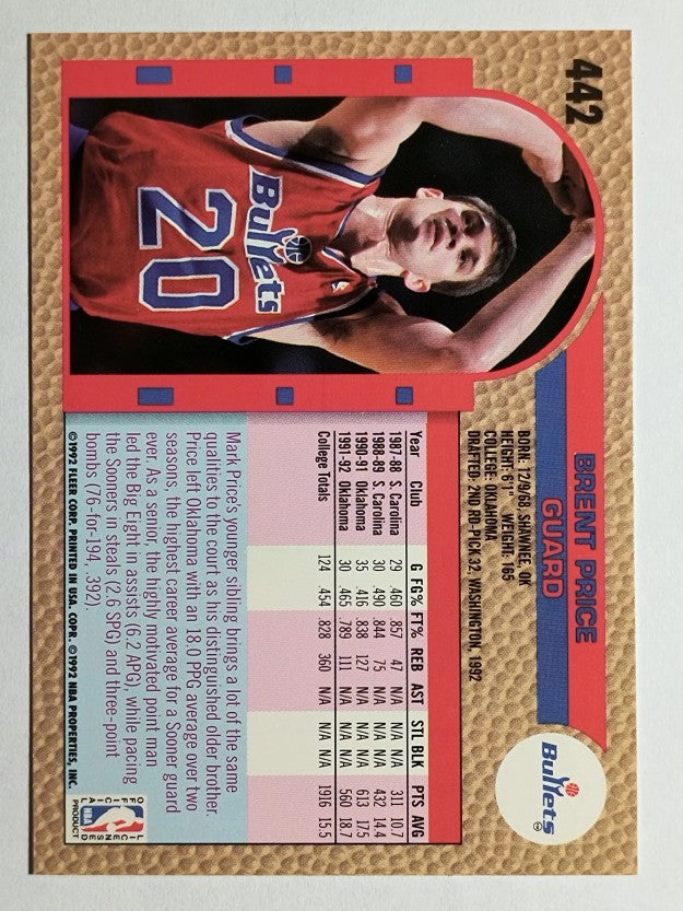 1992-93 Fleer #442 Brent Price RC