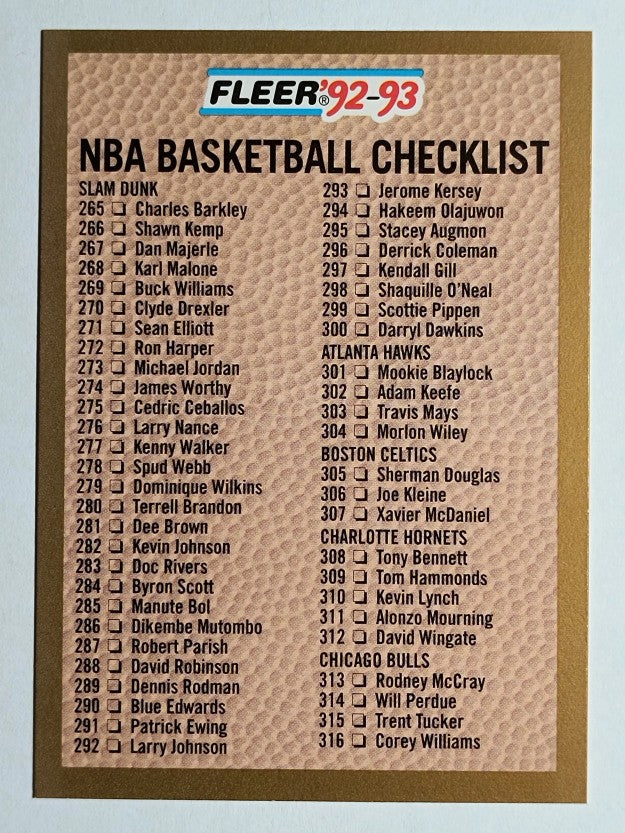 1992-93 Fleer #443 Checklist 1