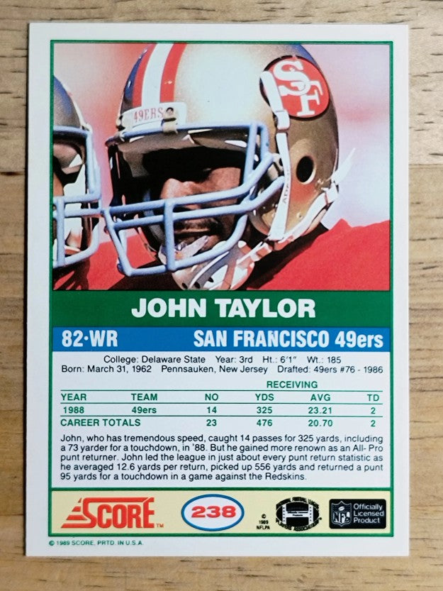 1989 Score #238 John Taylor RC