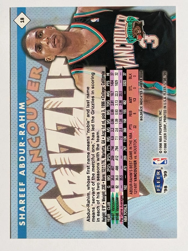 1998-99 Fleer Tradition #18 Shareef Abdur-Rahim