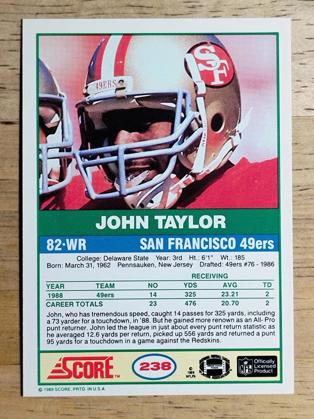 1989 Score #238 John Taylor RC