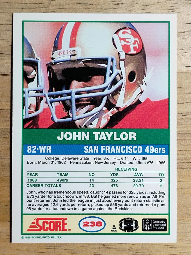 1989 Score #238 John Taylor RC