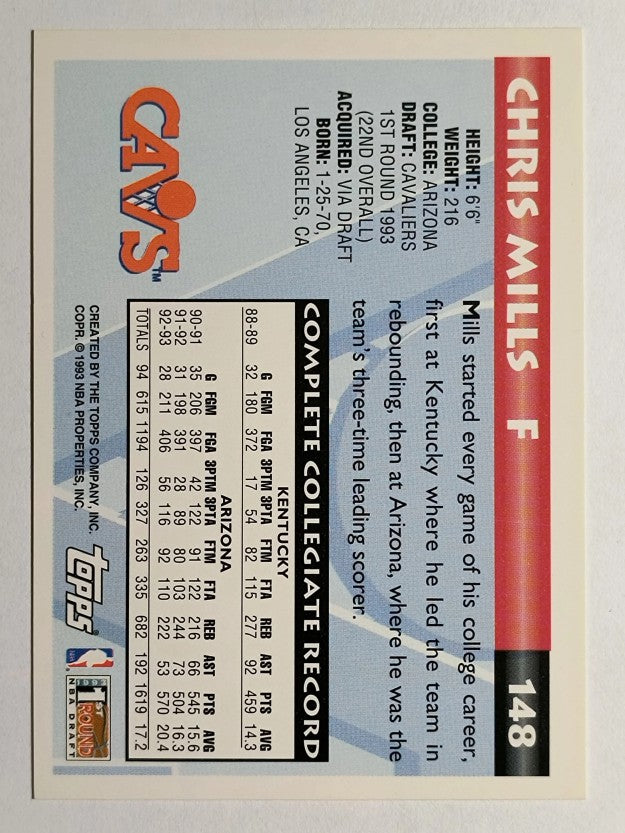 1993-94 Topps #148 Chris Mills RC