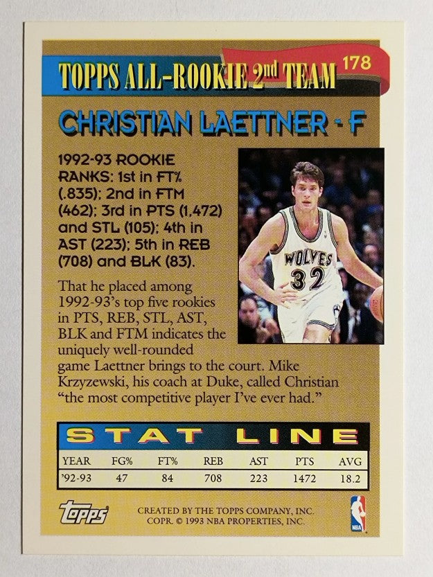 1993-94 Topps #178 Christian Laettner ART