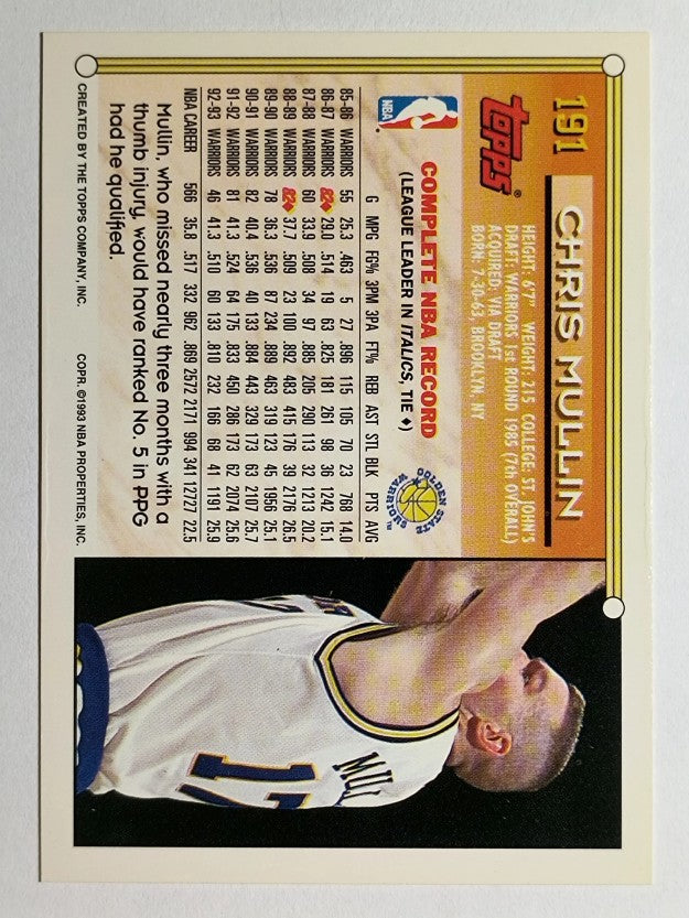 1993-94 Topps #191 Chris Mullin