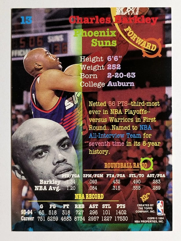 1994-95 Stadium Club #13 Charles Barkley