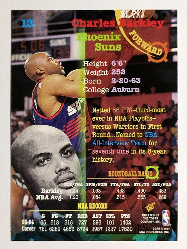 1994-95 Stadium Club #13 Charles Barkley (NM)