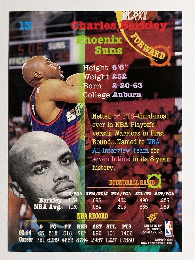 1994-95 Stadium Club #13 Charles Barkley