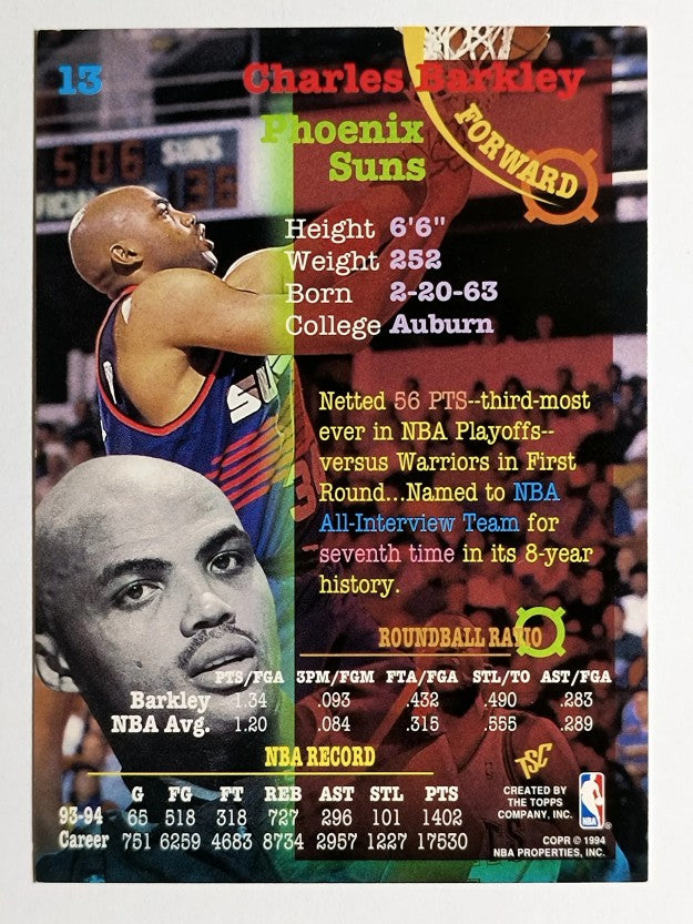 1994-95 Stadium Club #13 Charles Barkley