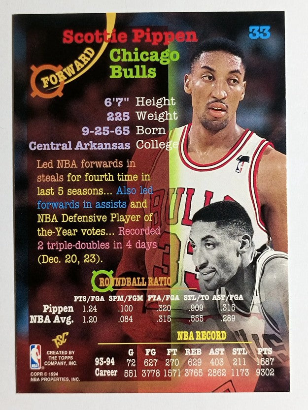 1994-95 Stadium Club #33 Scottie Pippen