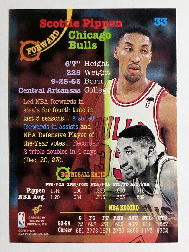 1994-95 Stadium Club #33 Scottie Pippen