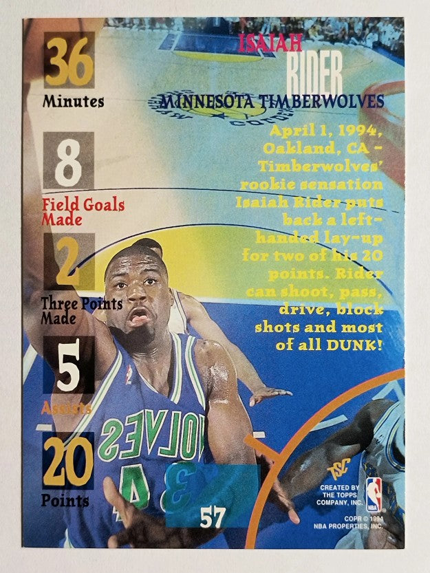 1994-95 Stadium Club #57 Isaiah Rider TTG