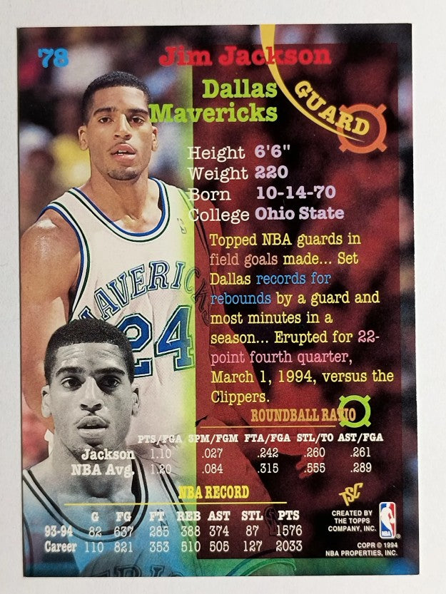 1994-95 Stadium Club #78 Jim Jackson
