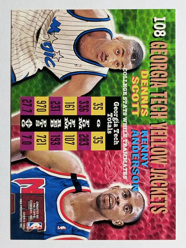 1994-95 Stadium Club #108 Dennis Scott/Kenny Anderson