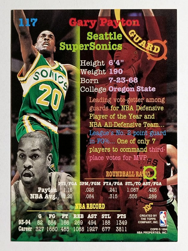1994-95 Stadium Club #117 Gary Payton