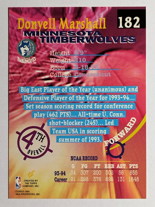 1994-95 Stadium Club #182 Donyell Marshall RC