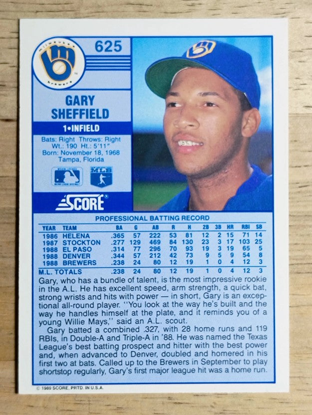 1989 Score #625 Gary Sheffield RC
