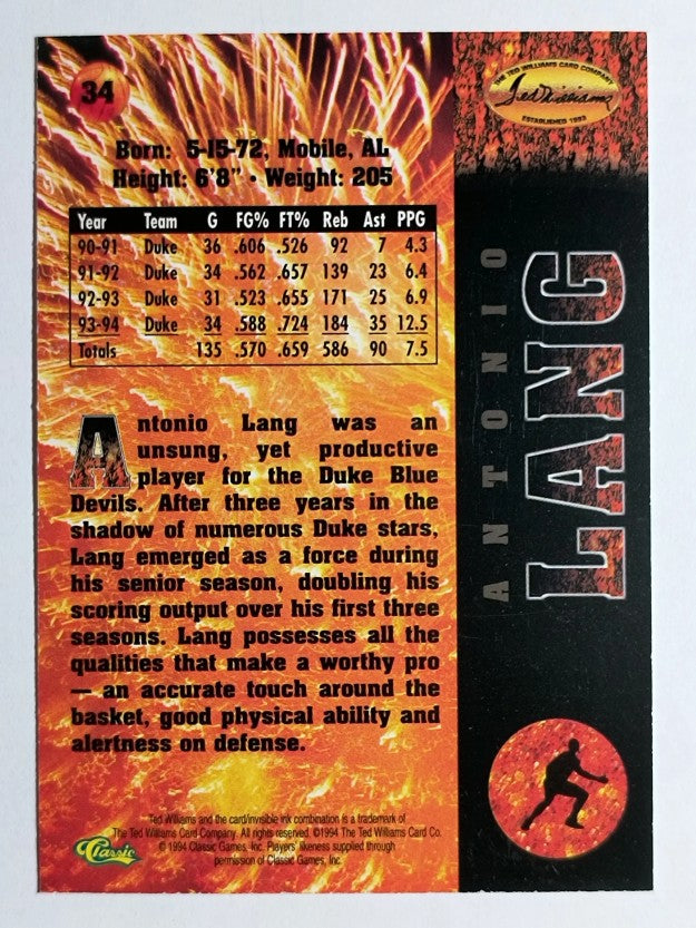 1995 Ted Williams #34 Antonio Lang