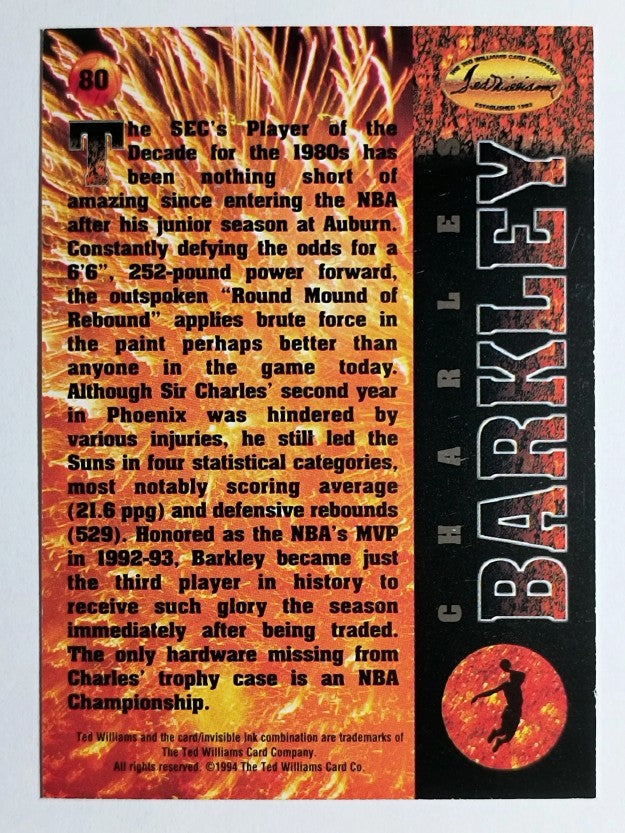 1995 Ted Williams #80 Charles Barkley FLB