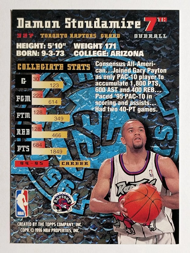 1995-96 Stadium Club #327 Damon Stoudamire RC (NM)