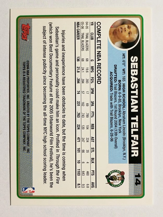 2006-07 Topps #14 Sebastian Telfair