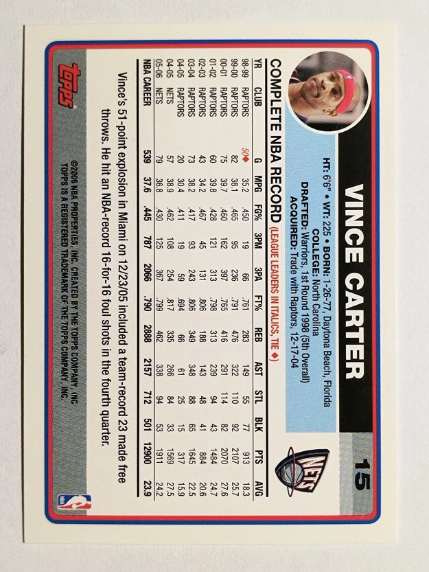 2006-07 Topps #15 Vince Carter