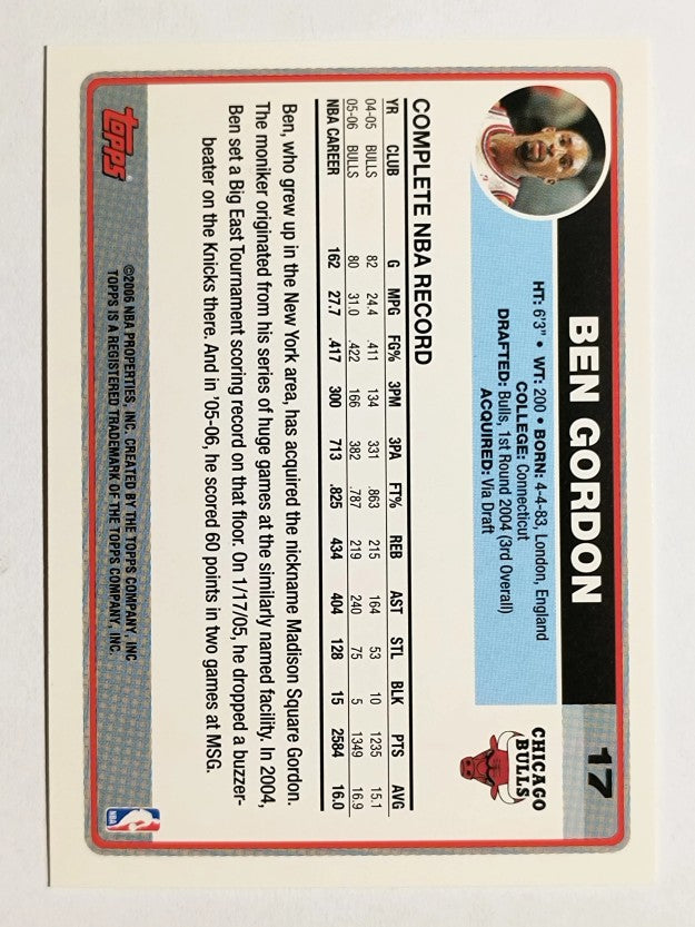 2006-07 Topps #17 Ben Gordon