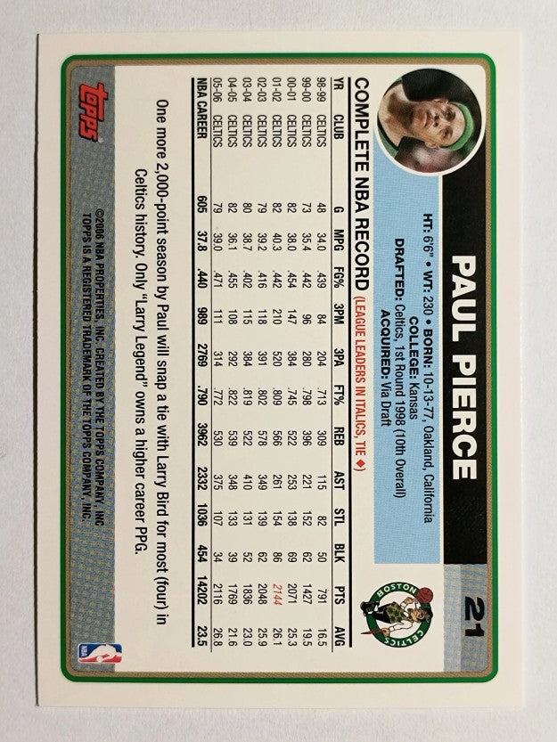 2006-07 Topps #21 Paul Pierce (NM)