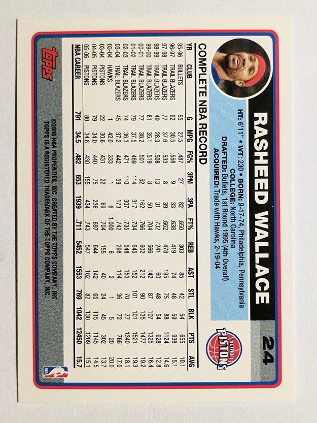 2006-07 Topps #24 Rasheed Wallace