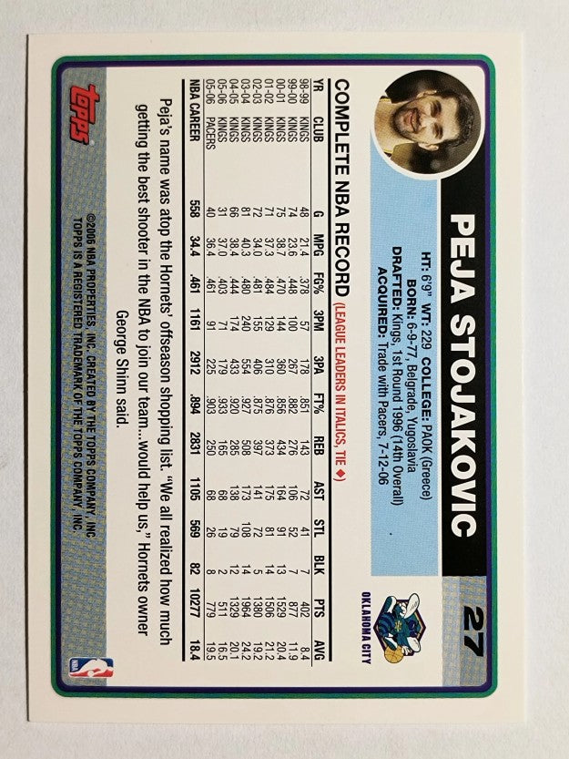 2006-07 Topps #27 Peja Stojakovic