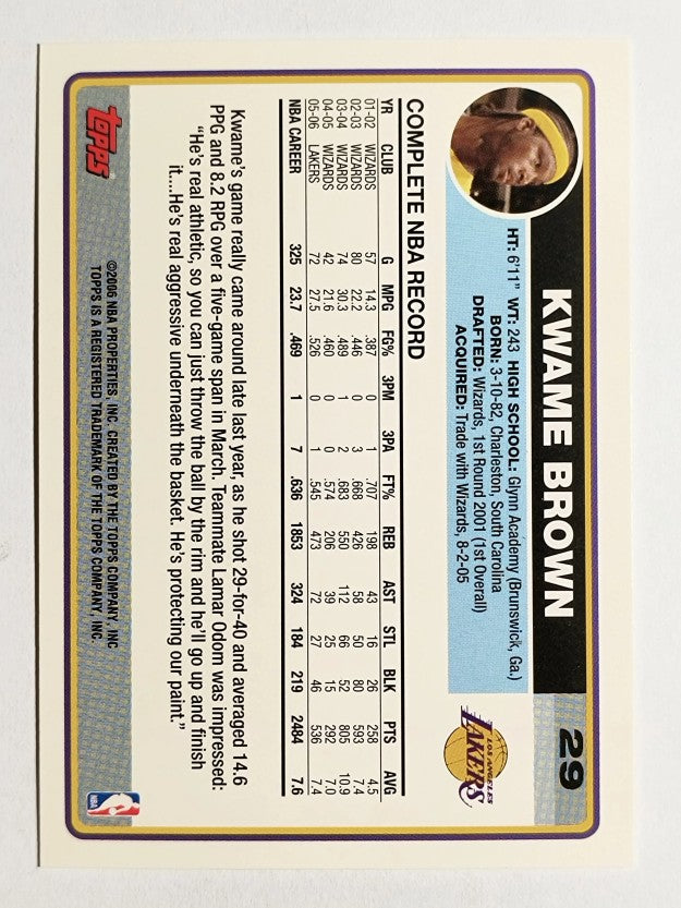 2006-07 Topps #29 Kwame Brown